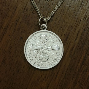 1963 Sixpence - Silver Plated Coin Necklace