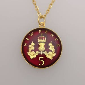 1968 Five Pence - Enamelled Coin Necklace