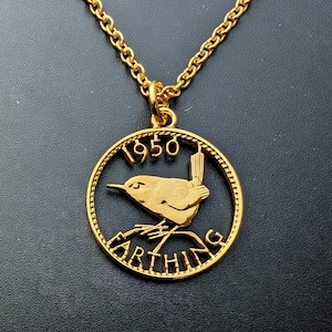 1950 Wren Farthing - Cut Out Coin Necklace