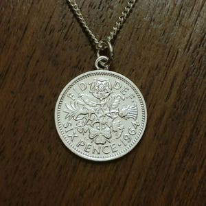 1964 Sixpence - Silver Plated Coin Necklace