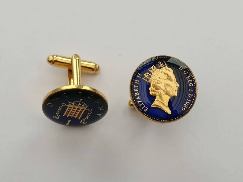 1989 One Penny Enamelled Coin Cufflinks