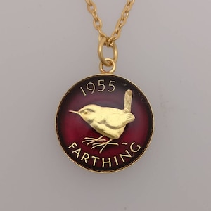 1955 Wren Farthing - Enamelled Coin Necklace