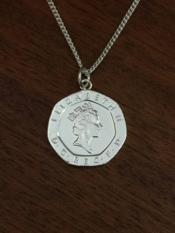 1995年 20ペンス - 銀メッキコインネックレス - Etsy 日本