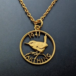 1941 Wren Farthing - Cut Out Coin Necklace