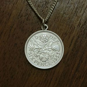 1953 Sixpence - Silver Plated Coin Necklace