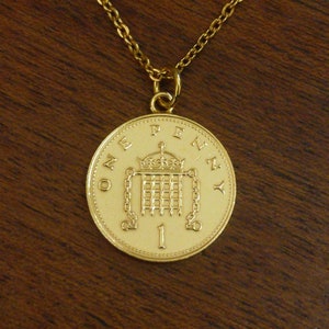 1985 One Penny - Gold Plated Coin Necklace