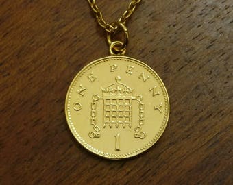 One Penny (1971-2007) - Gold Plated Coin Necklace