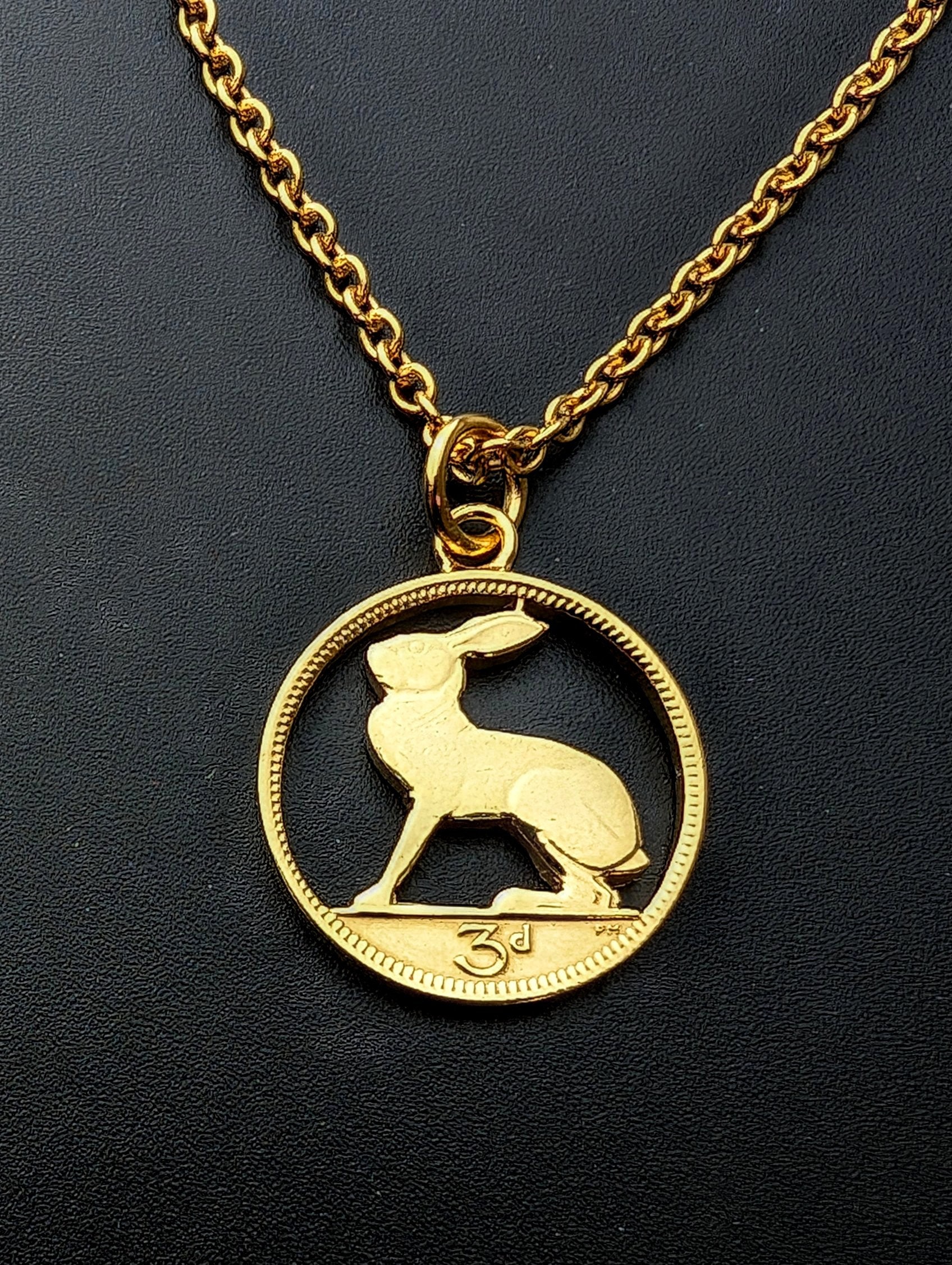 rsh Lucky Rabbt Con Pendant Necklace Repurposed Vntage Ere