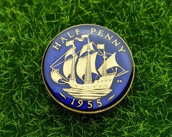 Halfpenny Enamelled Coin Golf Ball Marker (1937-1967)