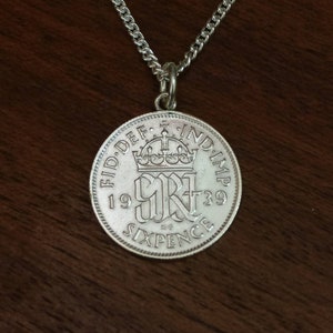 1939 George VI Silver Sixpence Coin Necklace