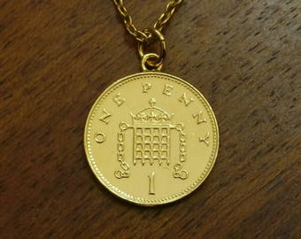 1989 One Penny - Gold Plated Coin Necklace