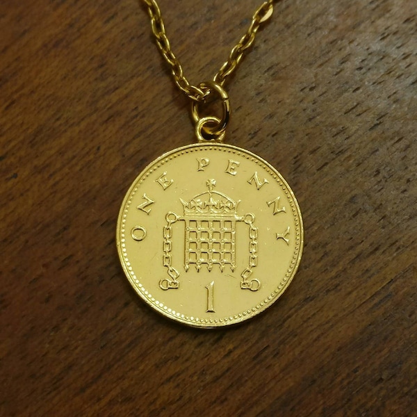 1990 One Penny - Gold Plated Coin Necklace