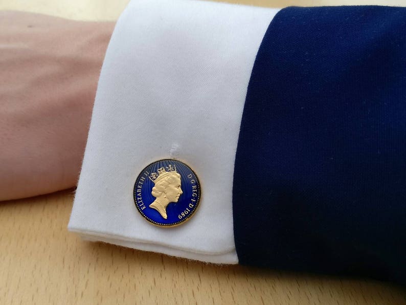 1989 One Penny Enamelled Coin Cufflinks