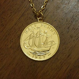 Halfpenny (1953-1967) - Gold Plated Coin Necklace