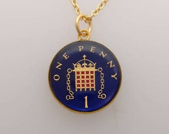2002 One Penny - Enamelled Coin Necklace