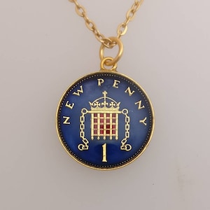 1981 One Penny - Collana con moneta smaltata