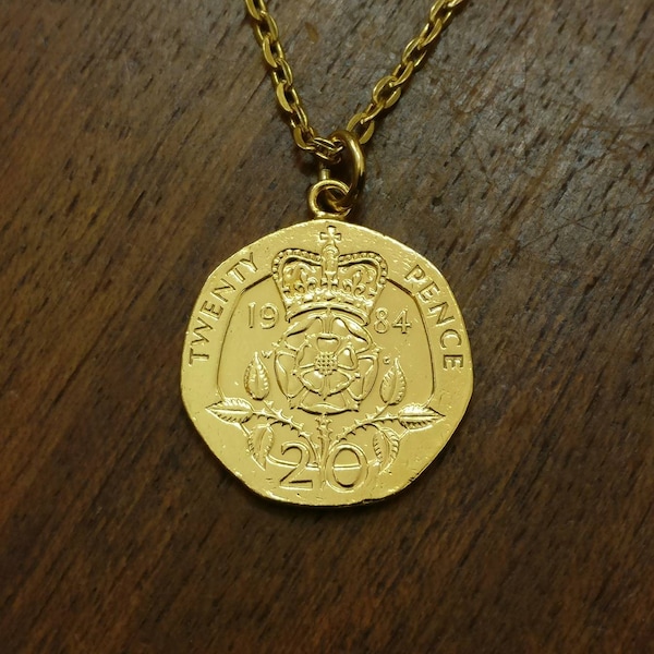 1984 Twenty Pence - Gold Plated Coin Necklace