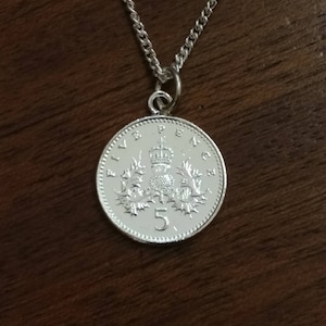 1992 Five Pence - Silver Plated Coin Necklace