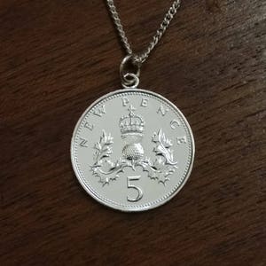 1968 Five Pence - Silver Plated Coin Necklace