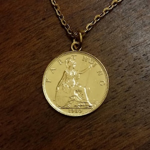 1930 George V Farthing - Gold Plated Coin Necklace