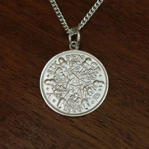 1935 George V Silver Sixpence Coin Necklace