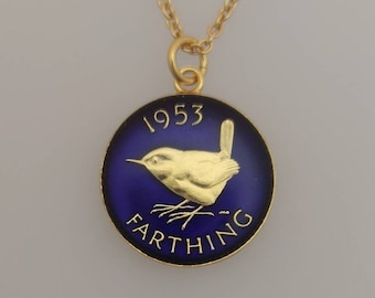 1953 Wren Farthing - Enamelled Coin Necklace