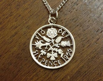 1966 Sixpence - Cut Out Coin Necklace
