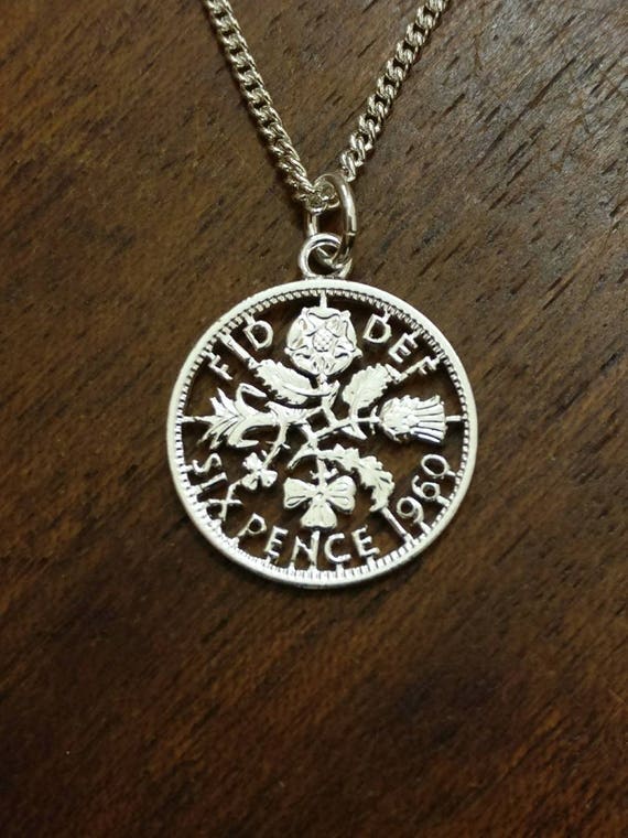 1960 Sixpence Cut Out Coin Necklace Etsy