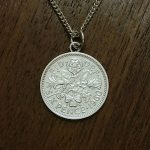 1960 Sixpence - Silver Plated Coin Necklace