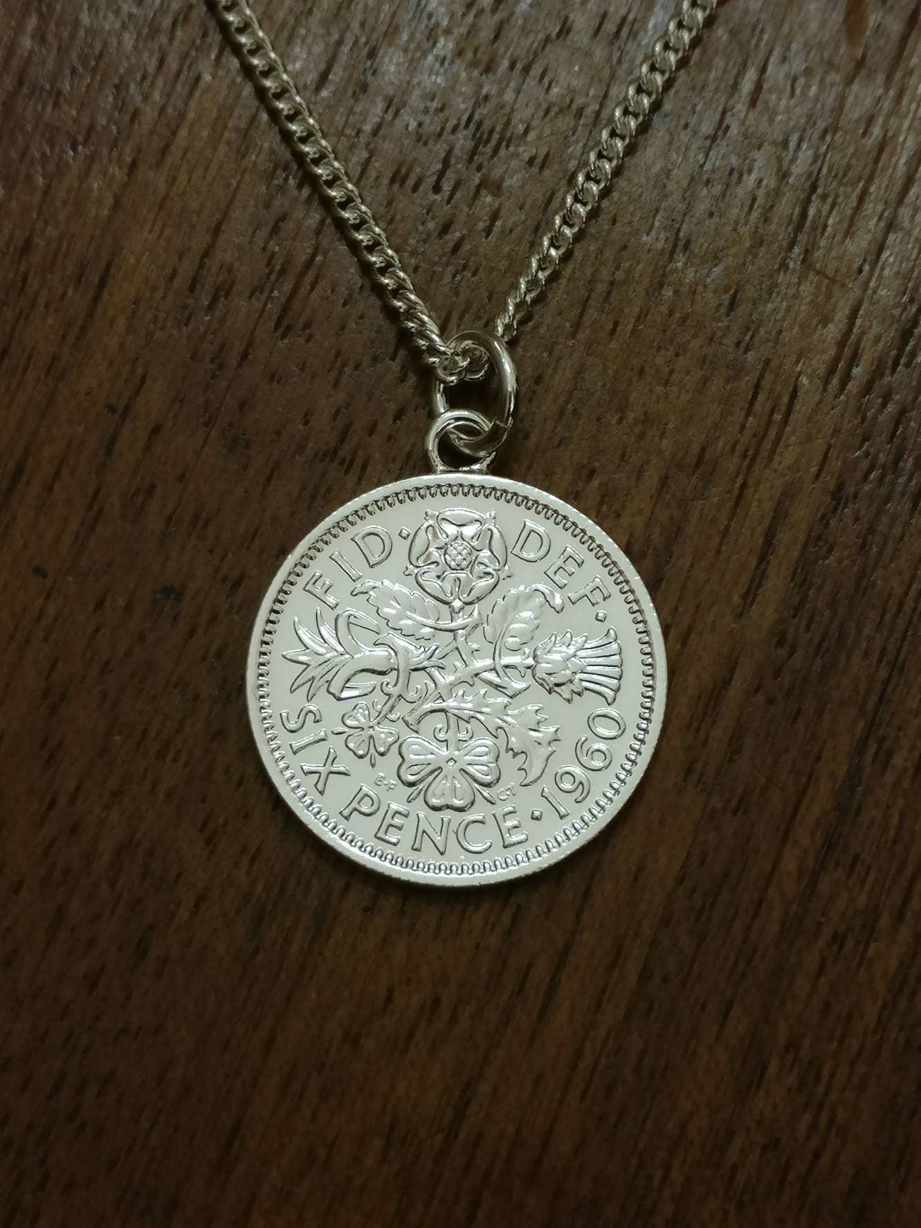 1960 Sixpence - Silver Plated Coin Necklace