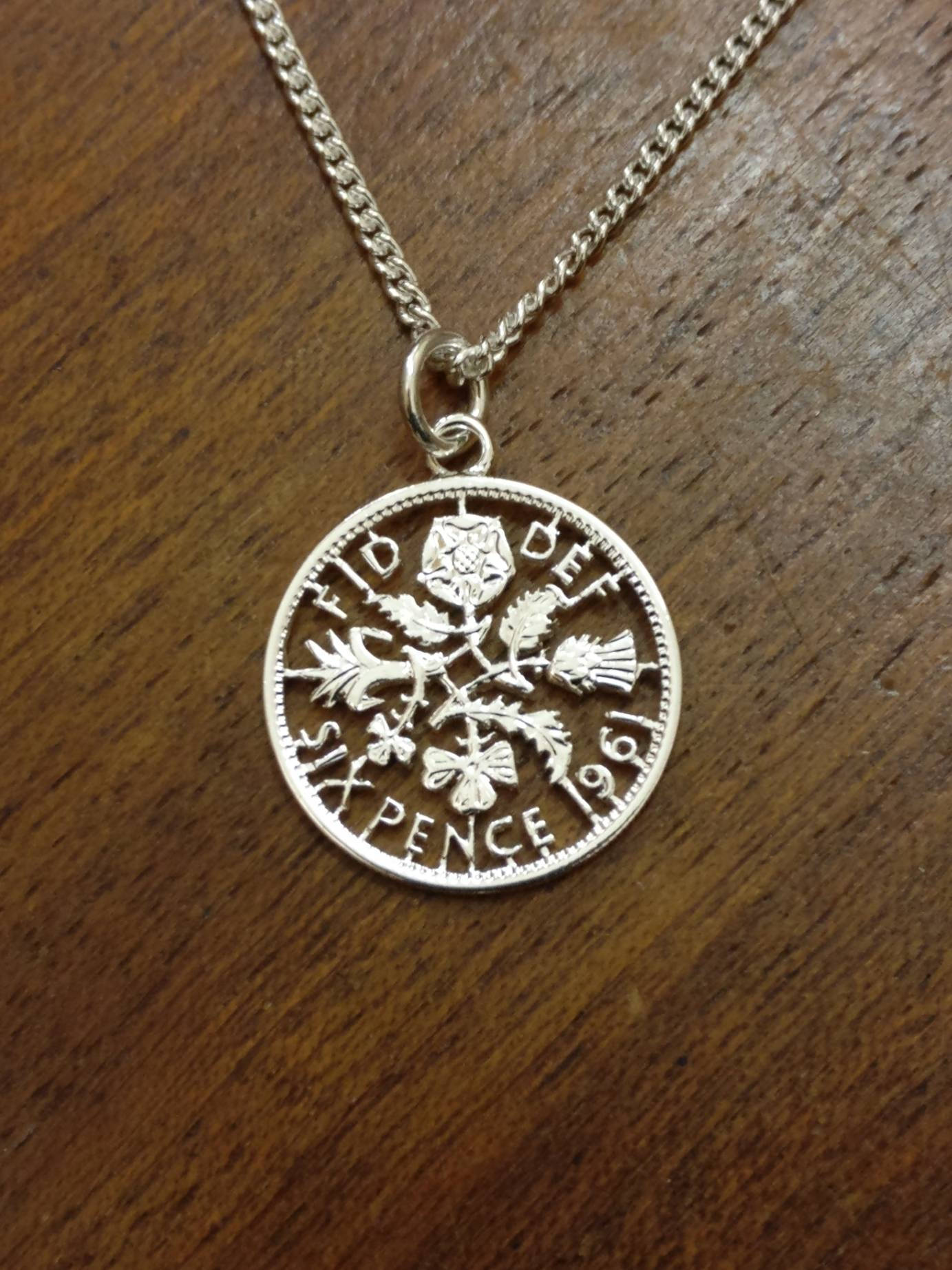 1961 Sixpence Cut Out Coin Necklace Etsy Australia