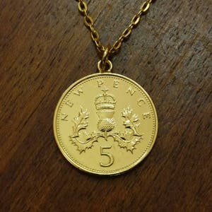1968 Five Pence - Gold Plated Coin Necklace