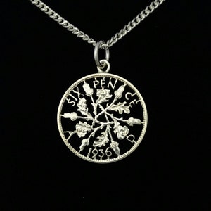 1936 George V Sixpence - Cut Out Coin Necklace