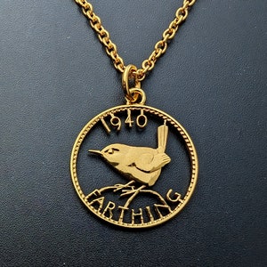 1940 Wren Farthing - Cut Out Coin Necklace