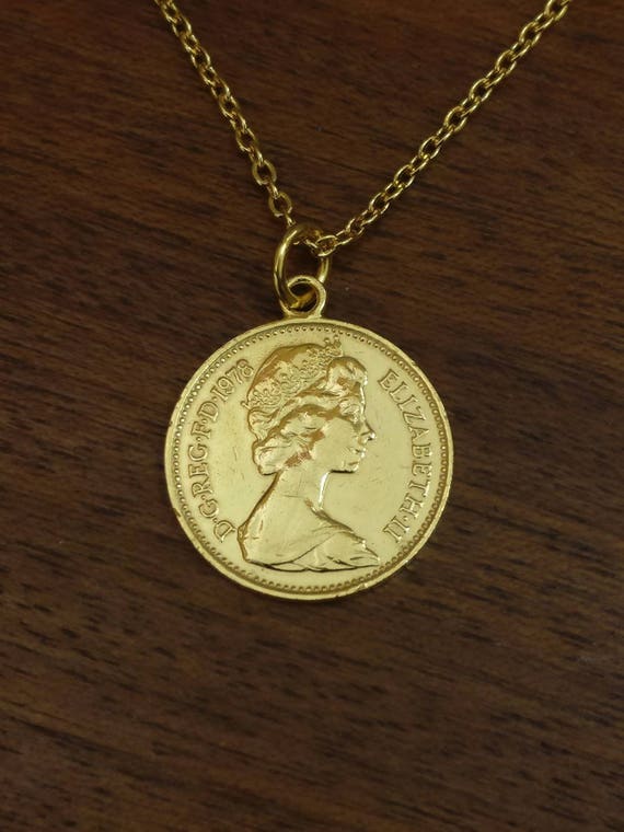 1978年製 1ペニー金メッキコインネックレス - Etsy 日本