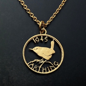 1945 Wren Farthing - Cut Out Coin Necklace