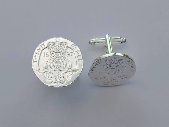 Enamelled Coin Cufflinks 1997 Twenty Pence