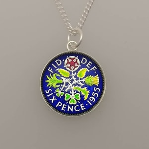 1955 Sixpence - Enamelled Coin Necklace