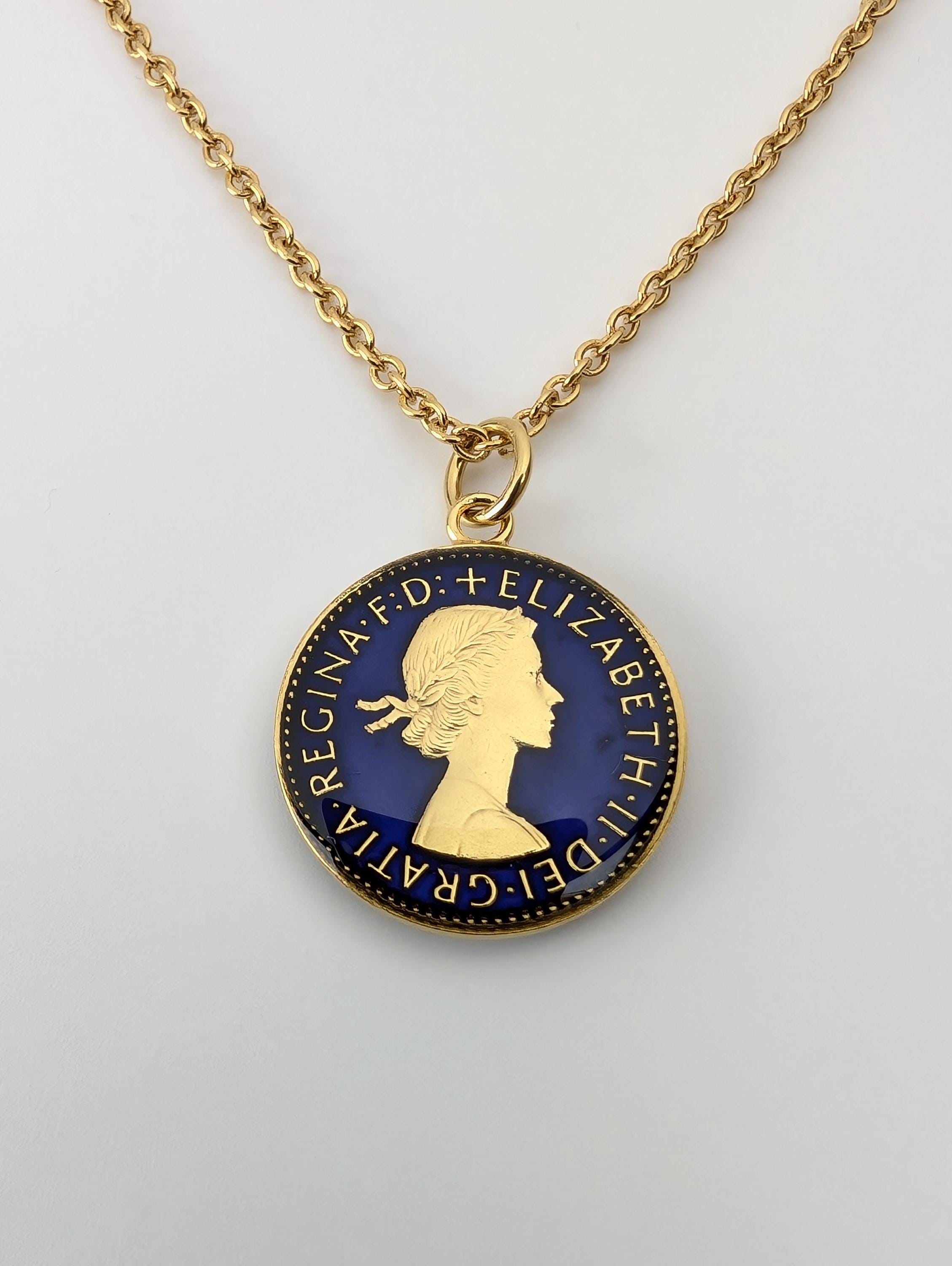 1955 Wren Farthing - Enamelled Coin Necklace - Etsy Singapore