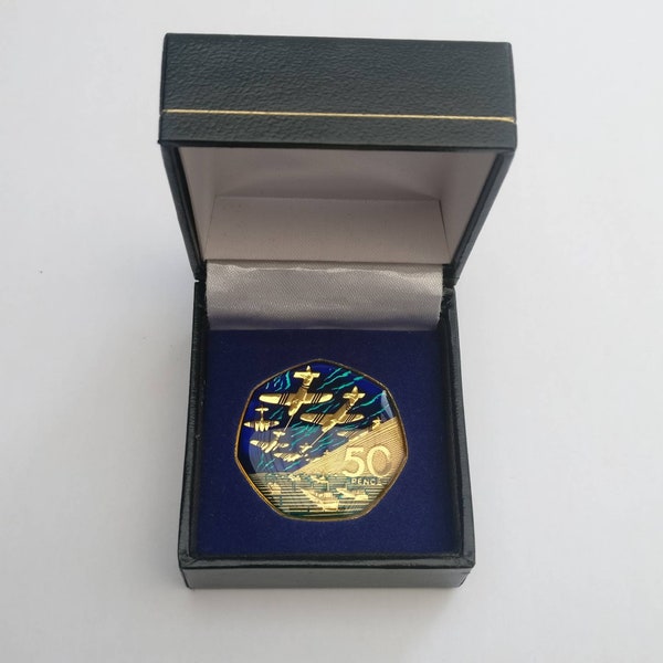 50th Anniversary of the D-Day Landing Fifty Pence - Enamelled Commerative Coin
