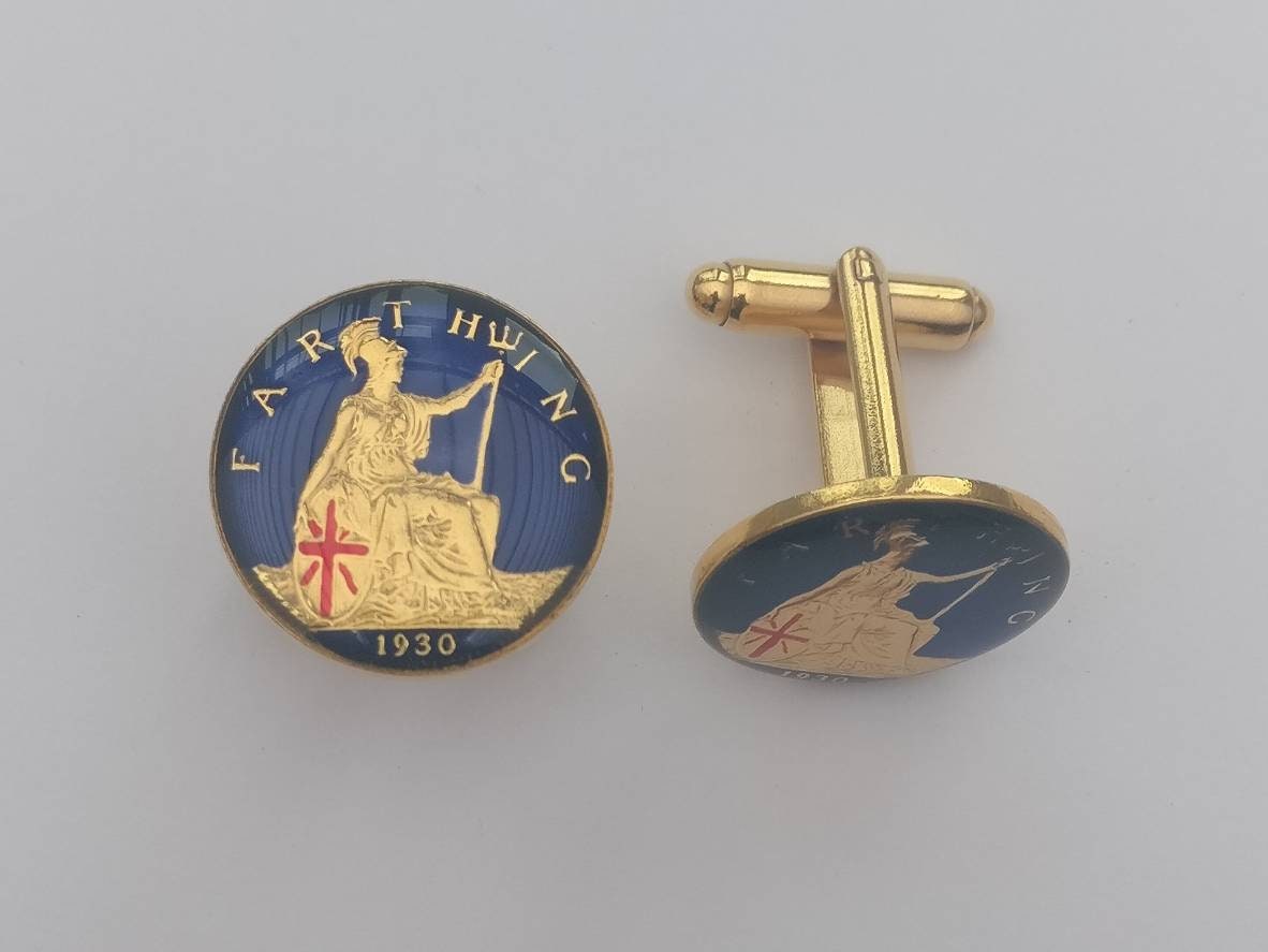 Gemelli Da Uomo Con Monete Farthing Antiche Trasformate &ndash; Esclusivi, Regalo Originale
