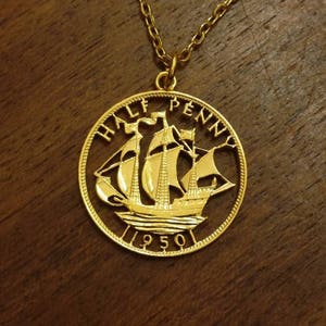 1950 Halfpenny - Cut Out Coin Necklace