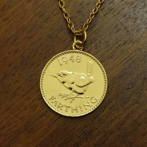 1948 George VI Farthing - vergulde ketting met munten