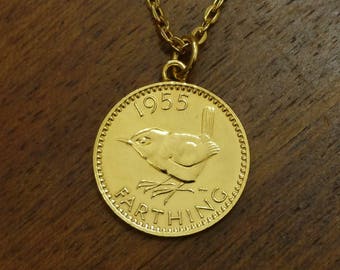 1955 Farthing - Gold Plated Coin Necklace