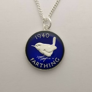1940 George VI Wren Farthing - ketting met geëmailleerde munt