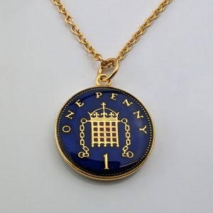 1984 One Penny - Enamelled Coin Necklace