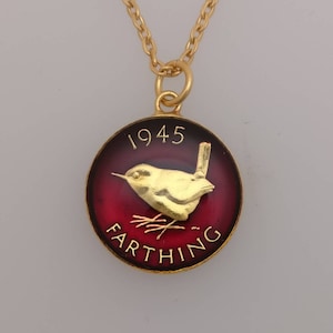1945 George VI Wren Farthing - Enamelled Coin Necklace