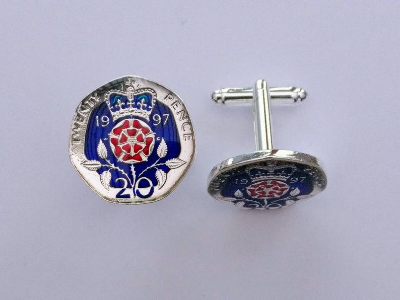 Enamelled Coin Cufflinks 1997 Twenty Pence