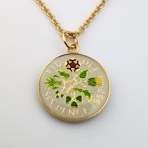 1957 Sixpence - Enamelled Coin Necklace