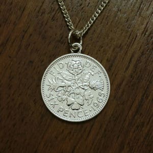 1965 Sixpence - Silver Plated Coin Necklace